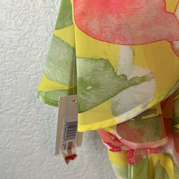 Eliza J Floral Halter Neck High Low Dress In Yellow - Picture 11 of 14